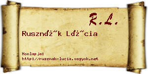 Rusznák Lúcia névjegykártya